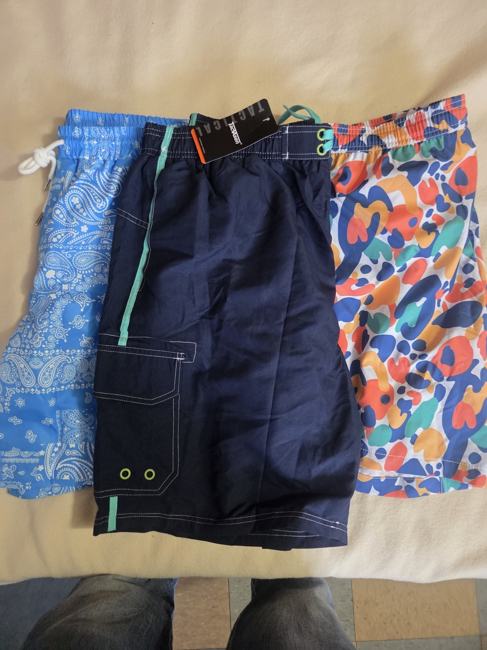 Three-Pack Men's Swim Trunks - Navy, Blue & Multicolor